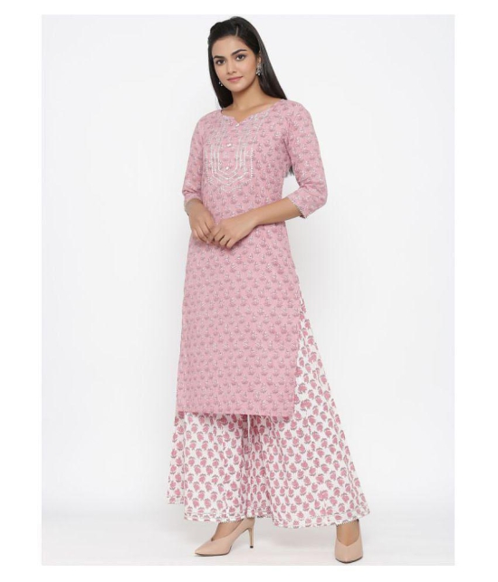 miravan Cotton Kurti With Palazzo - Stitched Suit - L