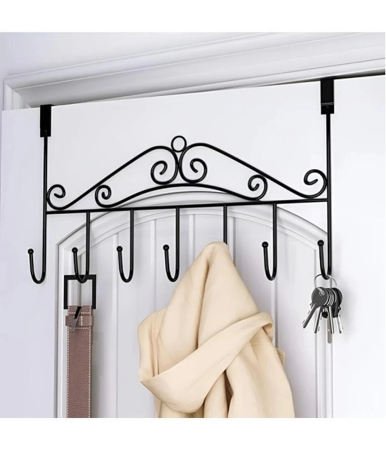 Over The Door Hanger with 7 Hooks (Black) (Pack of 1)