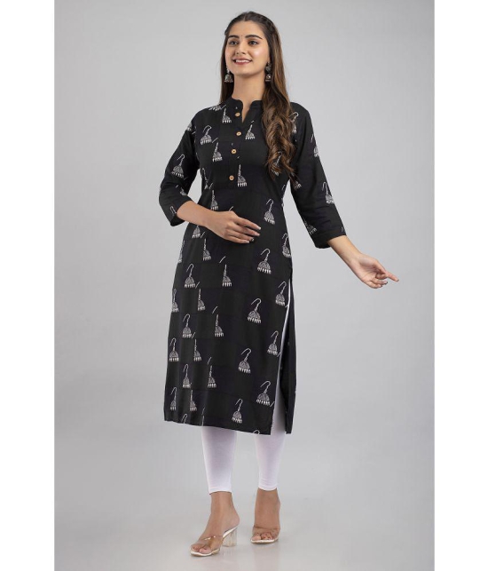 MAUKA - Black Rayon Women''s Straight Kurti ( Pack of 1 ) - None