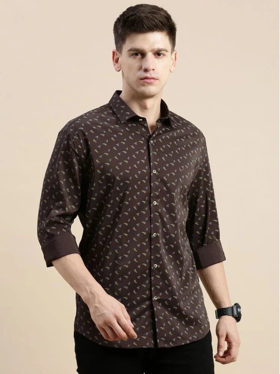 Showoff Cotton Blend Regular Fit Printed Full Sleeves Mens Casual Shirt - Coffee ( Pack of 1 ) - None