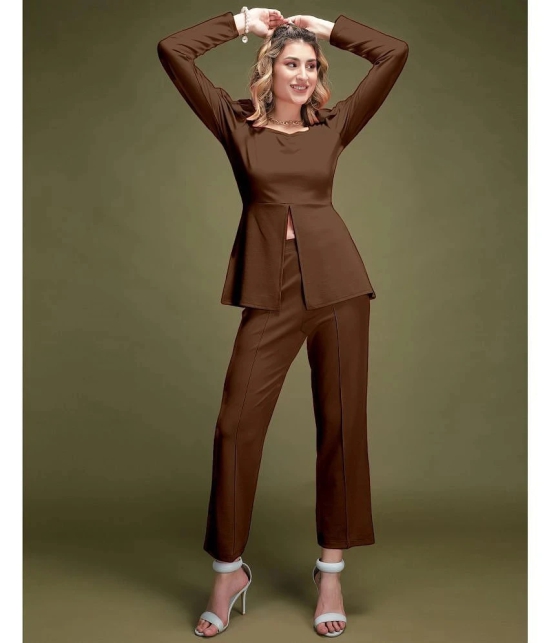 Selvia Brown Dyed Pant Top Set - None