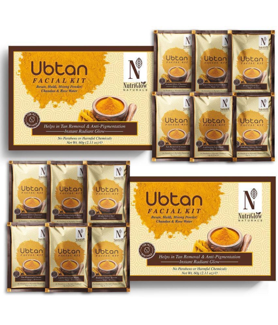 NutriGlow NATURAL'S Ubtan Facial Kit For Glowing Skin, Tan Removal With Haldi & Chandan, 60gm (Pack of 2)