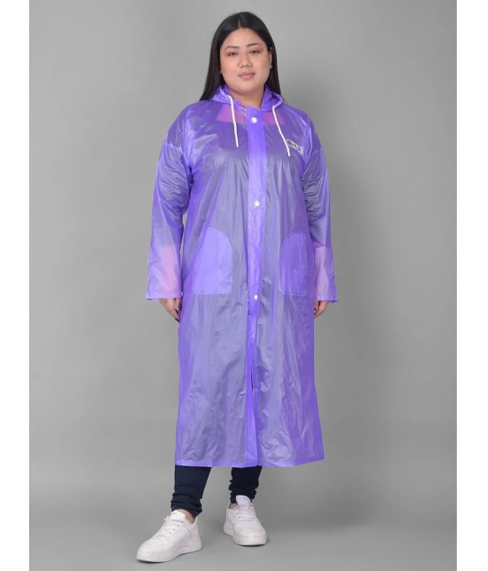 Dollar Polyester Long Raincoat - Purple - None