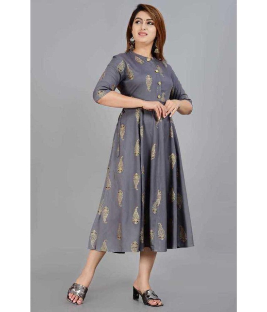 SIPET - Grey Rayon Women''s Flared Kurti ( Pack of 1 ) - None