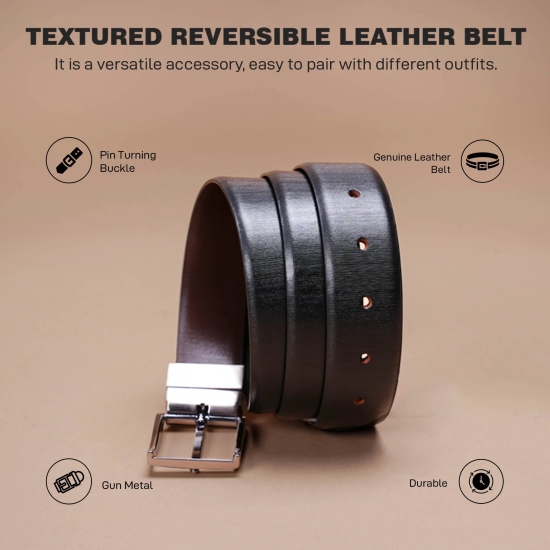 Red Tape TextuRed Reversible Leather Belt For Men | Classic And Durable