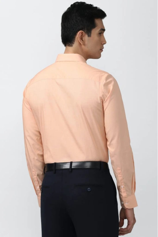 Men Peach Slim Fit Formal Full Sleeves Formal Shirt