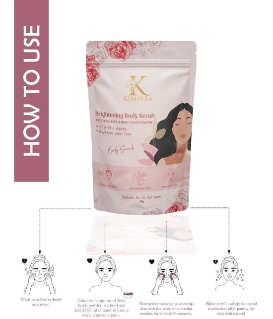 Kimayra Rose Petal Face & Body Scrub Powder/Bathing Scrub Powder for Brightening Skin