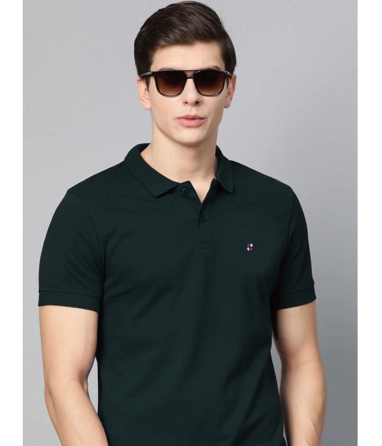 ADORATE Cotton Blend Regular Fit Solid Half Sleeves Mens Polo T Shirt - Dark Green ( Pack of 1 ) - None