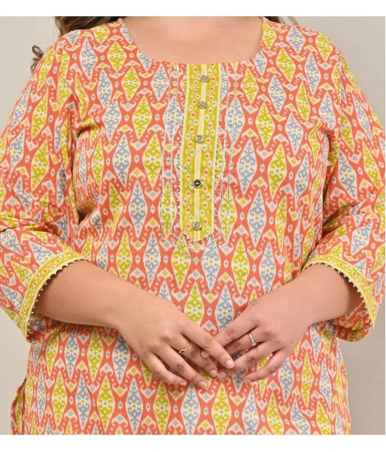 Swasti - Coral 100% Cotton Womens Straight Kurti ( Pack of 1 ) - None