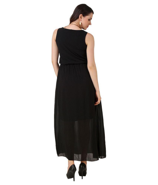 Fasense Black Georgette Maxi Dress - L