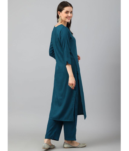 Hritika - Teal Straight Viscose Women's Stitched Salwar Suit ( Pack of 1 ) - None