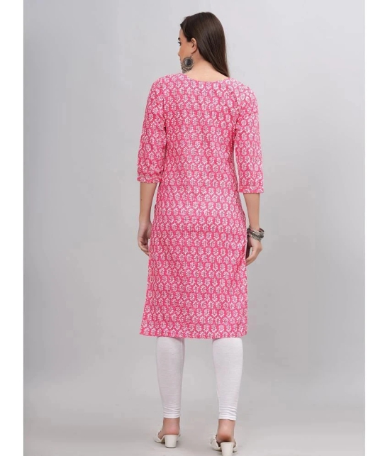 JC4U Cotton Printed Straight Womens Kurti - Pink ( Pack of 1 ) - None