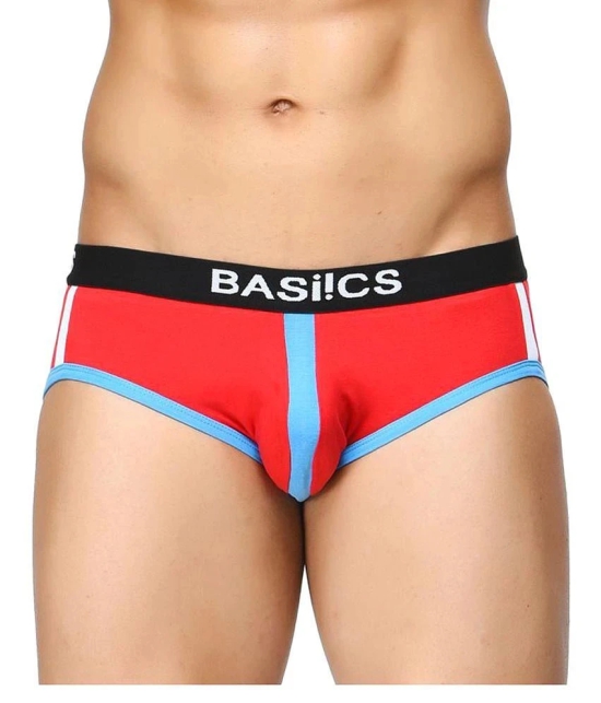 BASIICS By La Intimo - Red Cotton Blend Mens Briefs ( Pack of 1 ) - L