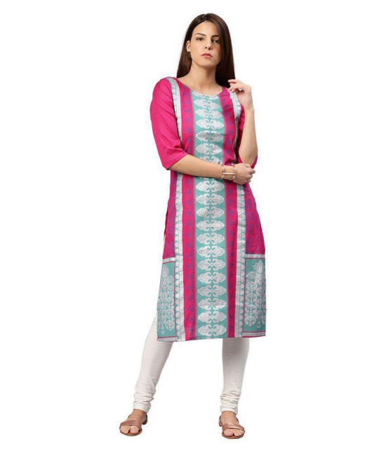 Alena Pink Cotton Straight Kurti - M