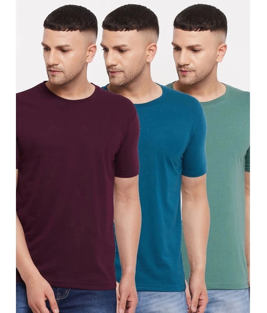 Lycos - Maroon Cotton Blend Regular Fit Mens T-Shirt ( Pack of 3 ) - None