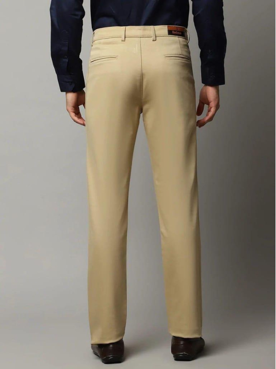 Rodamo  Men Beige Slim Fit Trousers