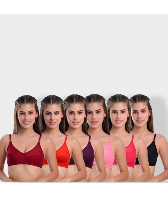 ICONIC ME Multicolor Cotton Lightly Padded Womens Minimizer Bra ( Pack of 6 ) - None