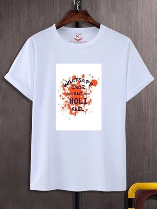 NITYANAND CREATIONS Round Neck White Holi T-Shirt for Men-Holi-T-Shirt