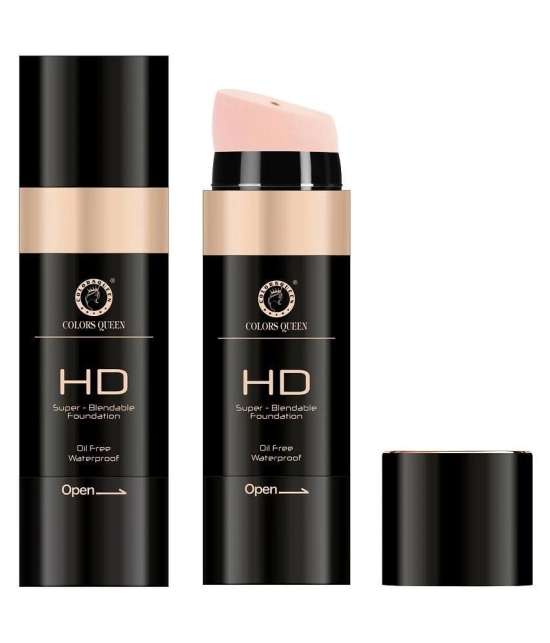 COLORS QUEEN HD Super Blendable Oil Free Water Proof Foundation 30g, Nude Beige (Shade - 03)