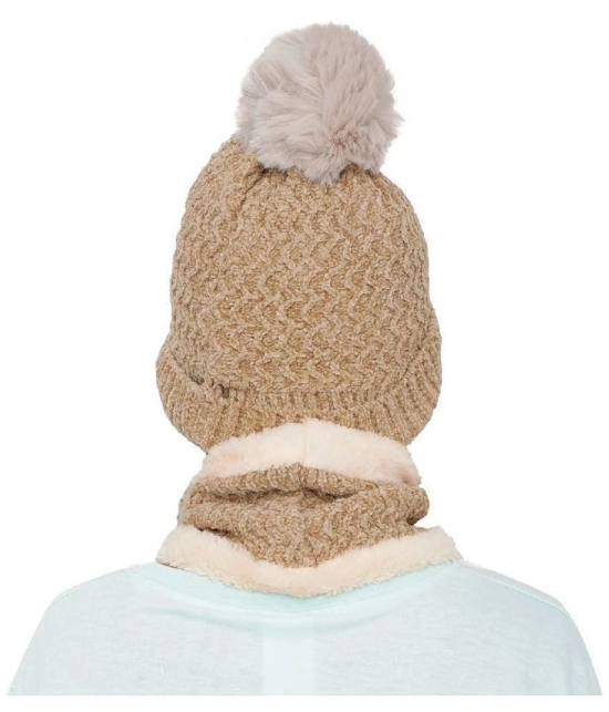 PENYAN Girls Beige Woollen Caps For Winter ( Pack of 1 ) - Beige