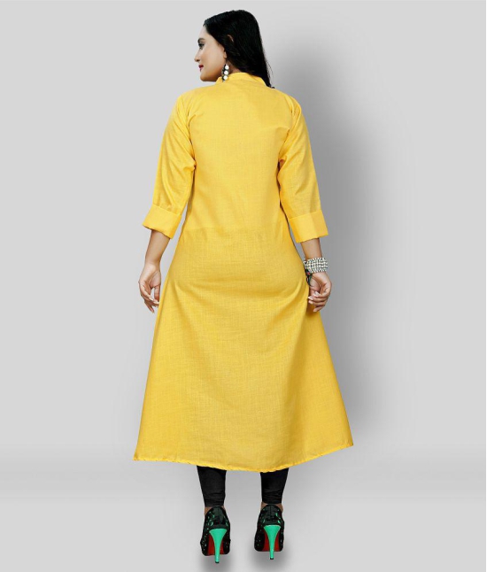 Rangrasiya - Yellow Cotton Blend Women's Front Slit Kurti ( Pack of 1 ) - L