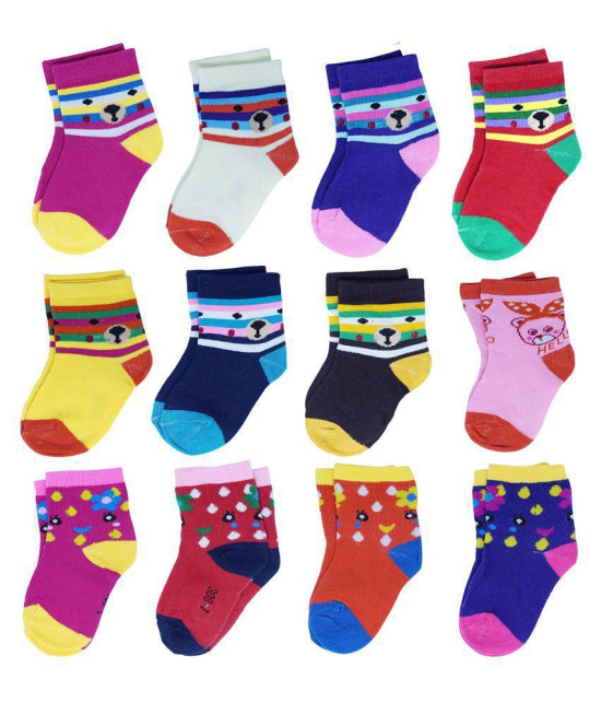 FOK Baby Cotton Socks From 10-11 Years - Pack of 4, Random Color - 10-11Years