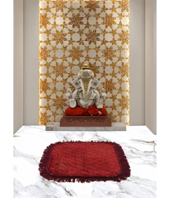 Abhikram Maroon Single Regular Velvet Prayer Mat ( 51 X 51 cm )