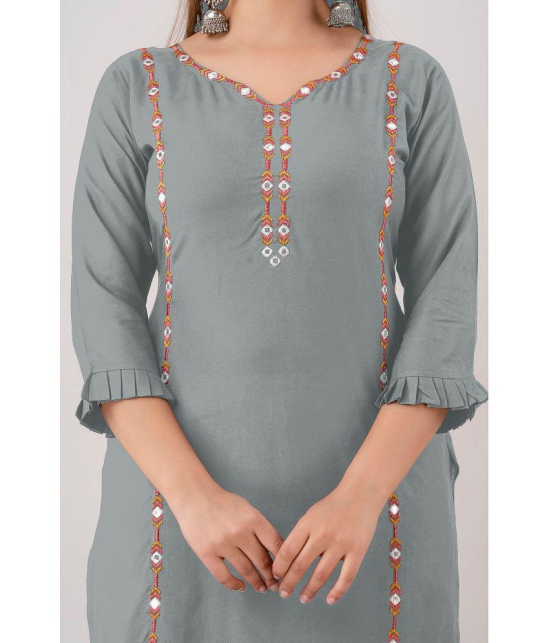 Kapadia - Grey Rayon Womens Straight Kurti ( Pack of 1 ) - None