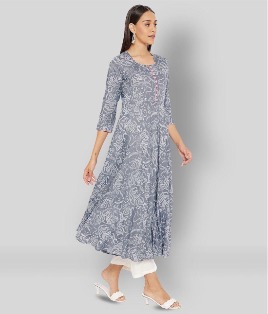 Tissu - Light Grey Rayon Women''s Flared Kurti ( Pack of 1 ) - S