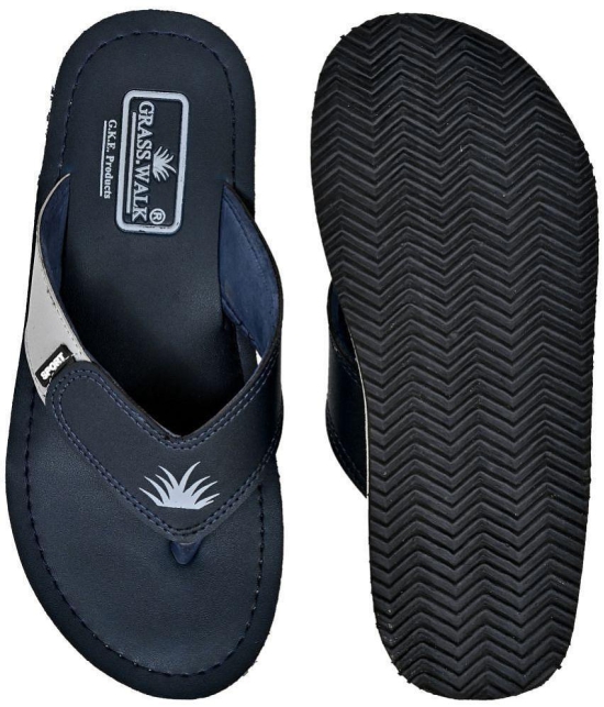 GRASS WALK - Navy Blue Men''s Thong Flip Flop - None