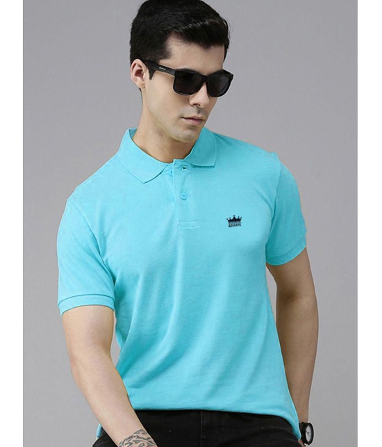 ADORATE Cotton Blend Regular Fit Solid Half Sleeves Men's Polo T Shirt - Sky Blue ( Pack of 1 ) - None