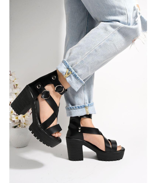 Shoetopia - Black Women''s Sandal Heels - None