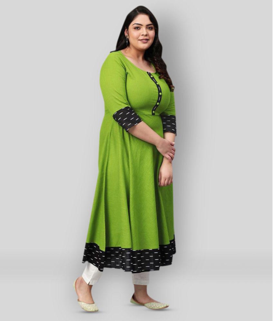 Estela - Green Cotton Women's Flared Kurti ( Pack of 1 ) - L