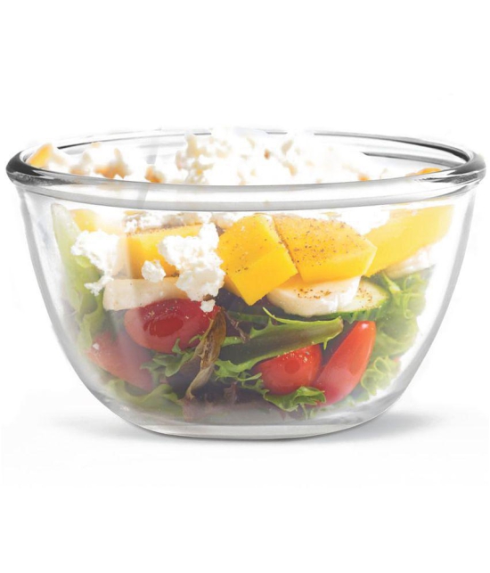 Treo By Milton Glass Solid Mixing Bowl, 1500ml, Transparent | Microwave Safe | Cookies Bowl | Serving Bowl | Ice cream Bowl | Fruit Bowl | Veggies Bowl - Transparent