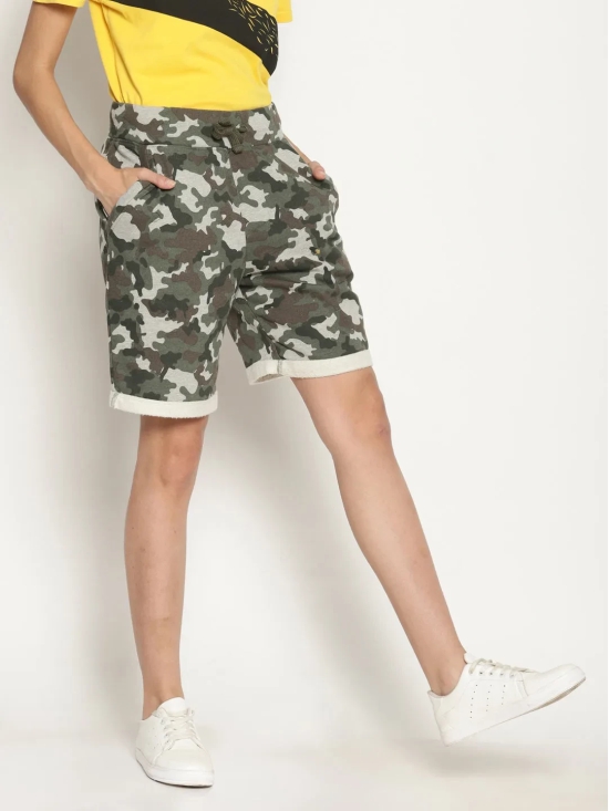 Wolfpack Women Camo Printed Shorts-S