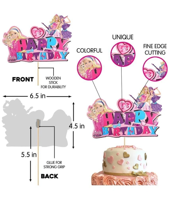 Zyozi ® Barby Princess Theme Birthday Decorations Set - Girls Theme Birthday Party Decorations Banner, Balloons, Cake & CupCake Topper with Swirls (Pack Of 43) - Pink & White