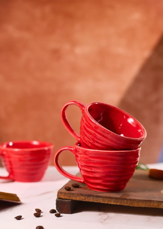 Red Twirl Coffee Mug-Set of two