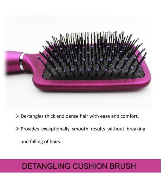 Majestique Purple Paddle Hair Brush Refresh And Extend For All Hair Types Soft Nylon Bristles