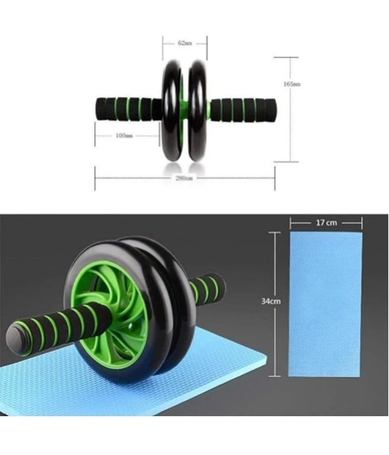 Abs Crossfit Roller Set with Knee Mat for Gym Workout & Fitness Exercise (Pack of 1) - FREE SIZE