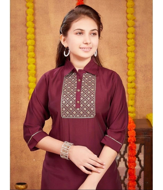 Aarika Wine Silk Girls Patiala Kurta Set ( Pack of 1 ) - None