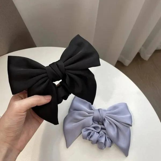 big bow satin scrunchie-pink