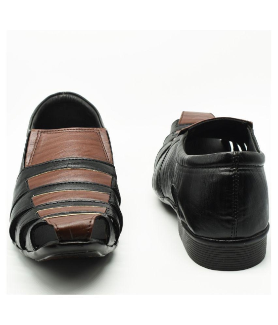 IndiForce Black Leather Sandals - 9