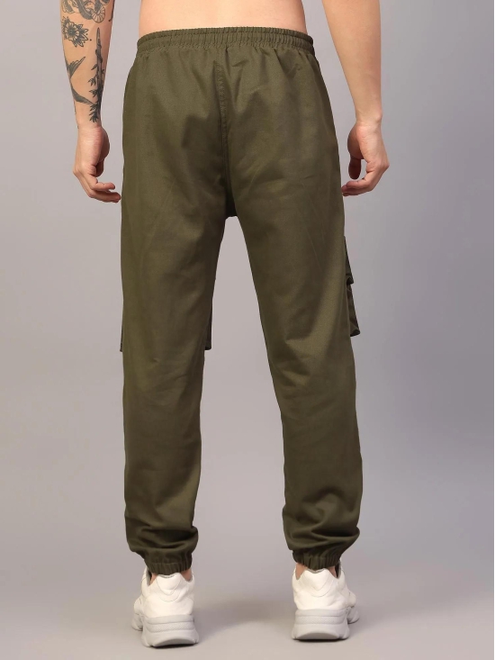 Sprouted Mens Olive Multipocket Cargo Joggers - Stylish Cotton Blend for Casual Comfort-3XL