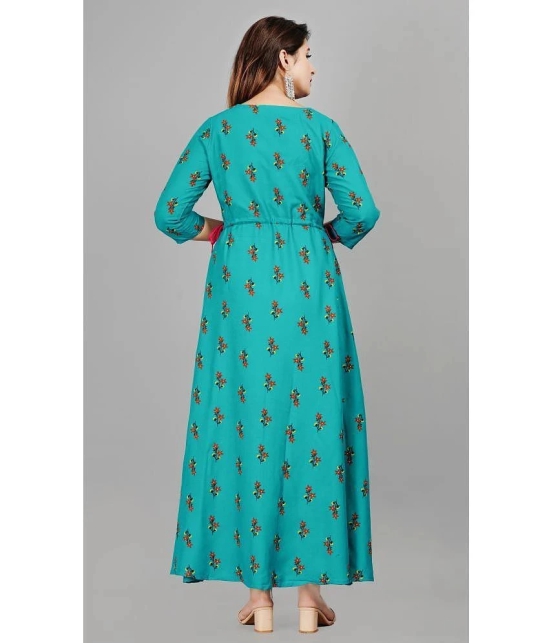 NUPITAL - Turquoise Rayon Womens Anarkali Kurti ( Pack of 1 ) - None