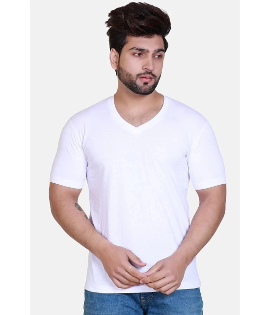 Wild West Cotton Blend Regular Fit Solid Half Sleeves Mens T-Shirt - White ( Pack of 1 ) - None