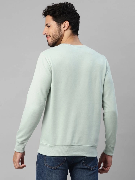 UrbanMark Men Regular Fit Printed Full Sleeves Round Neck Fleece Sweatshirt-Mint Green - None