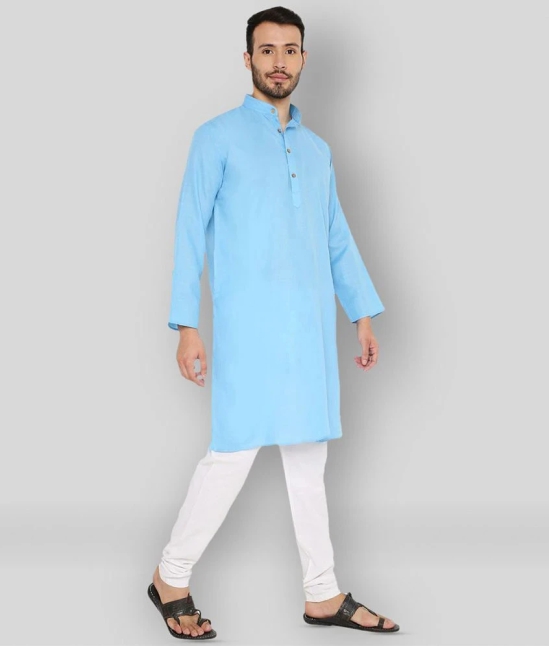 Maharaja - Blue Cotton Regular Fit Mens Kurta Pyjama Set ( Pack of 1 ) - None