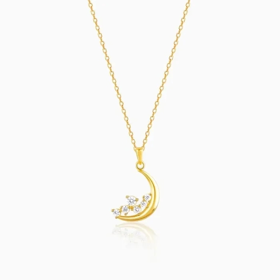 Golden Romancing On The Moon Pendant with Link Chain