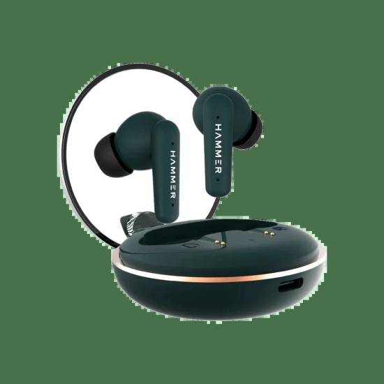 Hammer Airflow Plus TWS Earbuds with Bluetooth 5.1 and Smart Touch Control (Emerald Green)