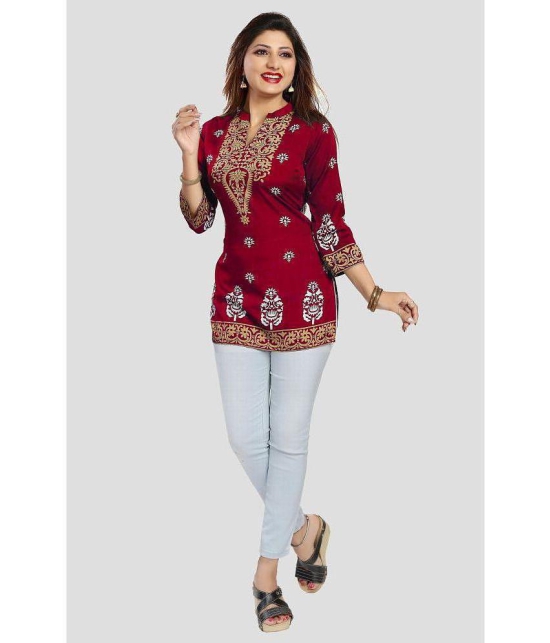 Meher Impex Crepe Printed A-line Women''s Kurti - Red ( Pack of 1 ) - None